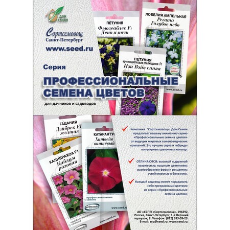 Профессиональные семена цветов в любительской упаковке